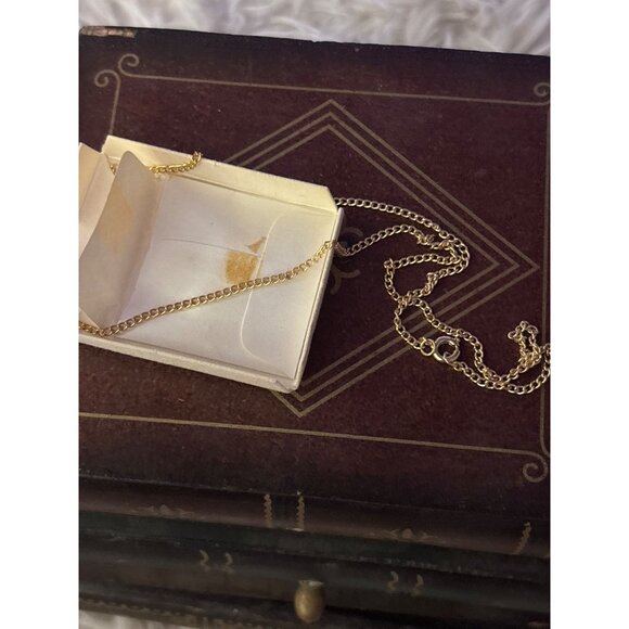 Vintage Goldstone Oval Pendant Necklace With Gold-Tone Chain In Gift Box - Picture 3 of 7